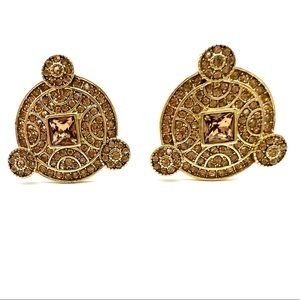 Heidi Daus 🆕 Topaz Lion Doorknocker inspired omega earrings in box with tag